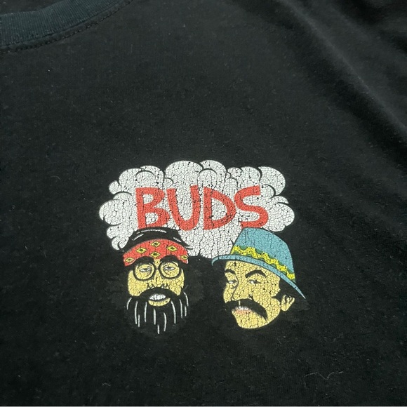 Cheech and Chong Black Long Sleeve Graphic Tee Size Medium Weed Bud Humor - Picture 3 of 7